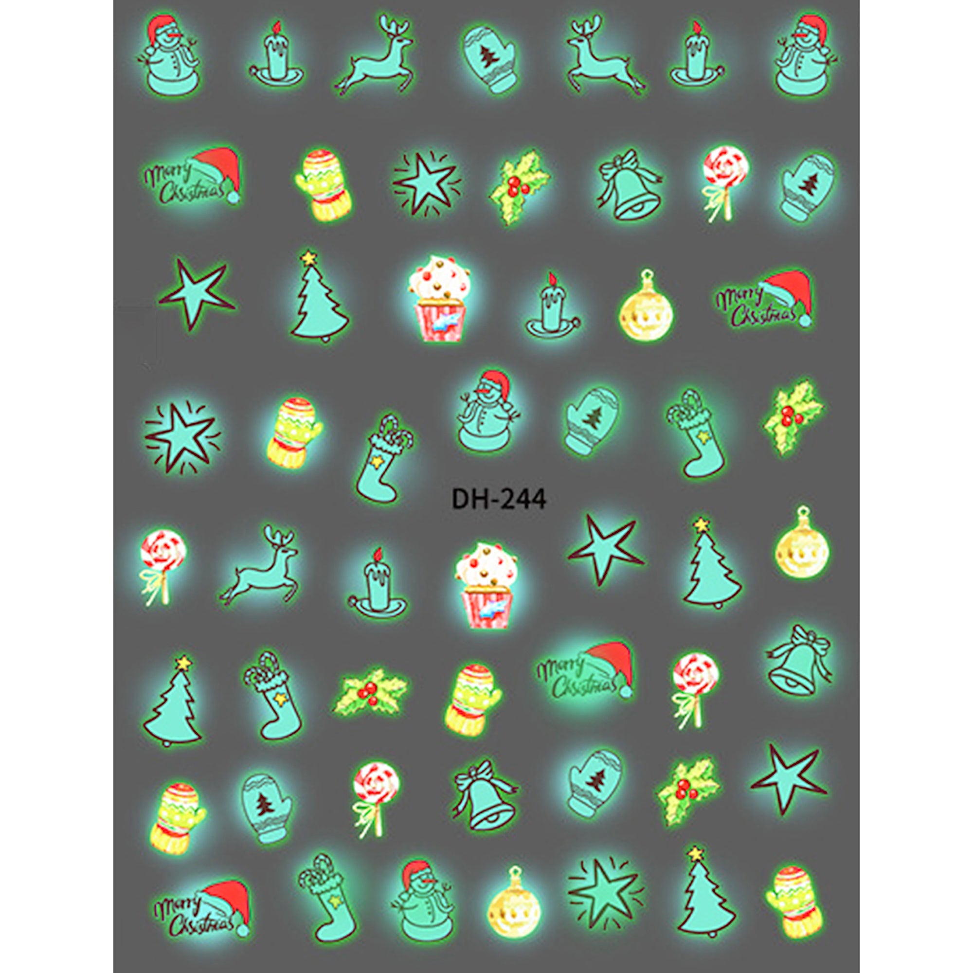 Nail Stickers - Glow in the Dark Christmas