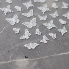 5D Nail Sticker - White Butterfly