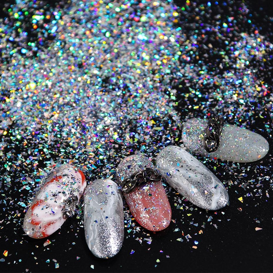 Multi-shaped Laser Silver Sequins for Nails Decor 8pcs/ Set VN152125