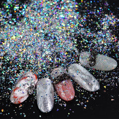 Multi-shaped Laser Silver Sequins for Nails Decor 8pcs/ Set VN152125