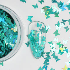 Nail Art Glitter - NG014 Holo Green Butterfly