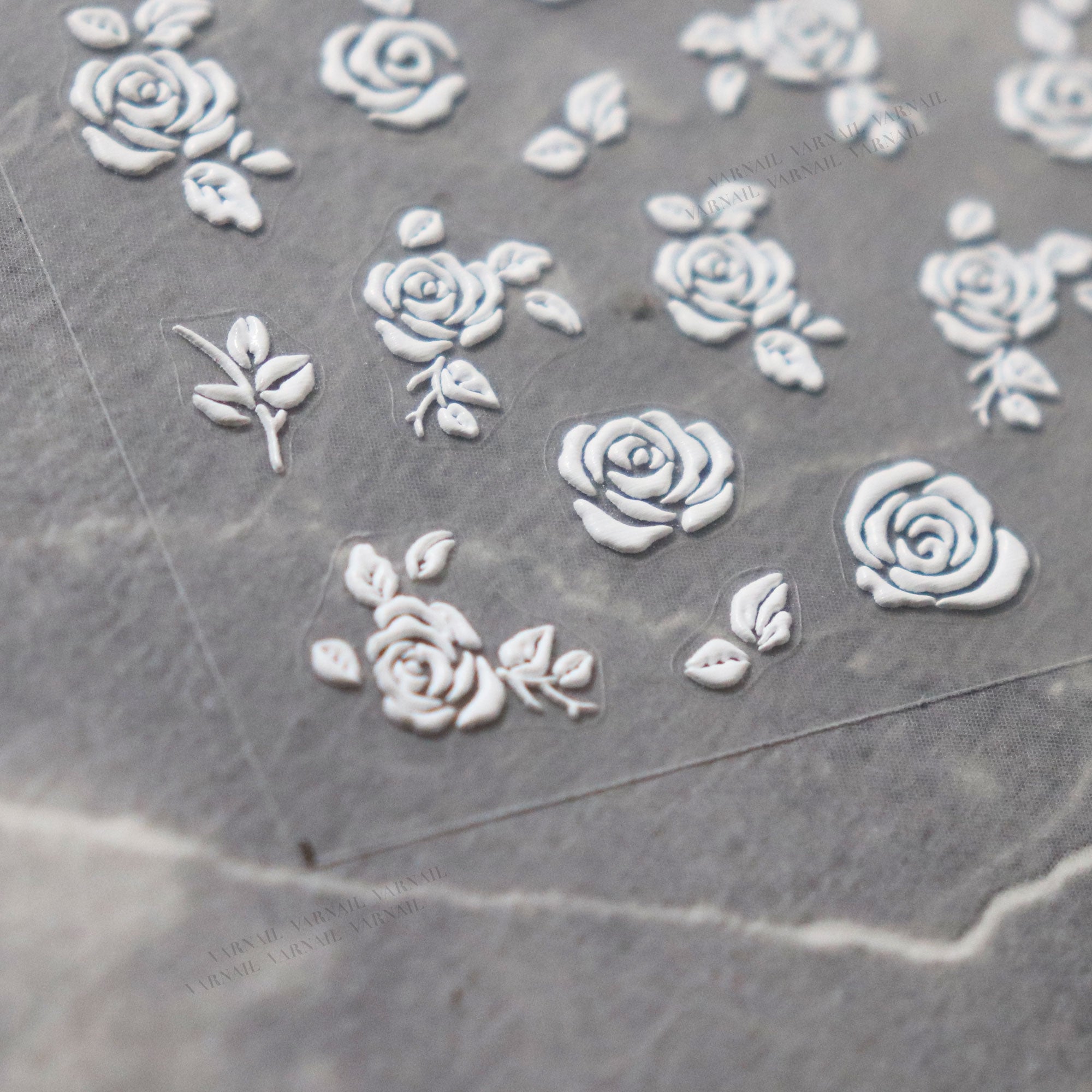 5D Nail Sticker - White Rose