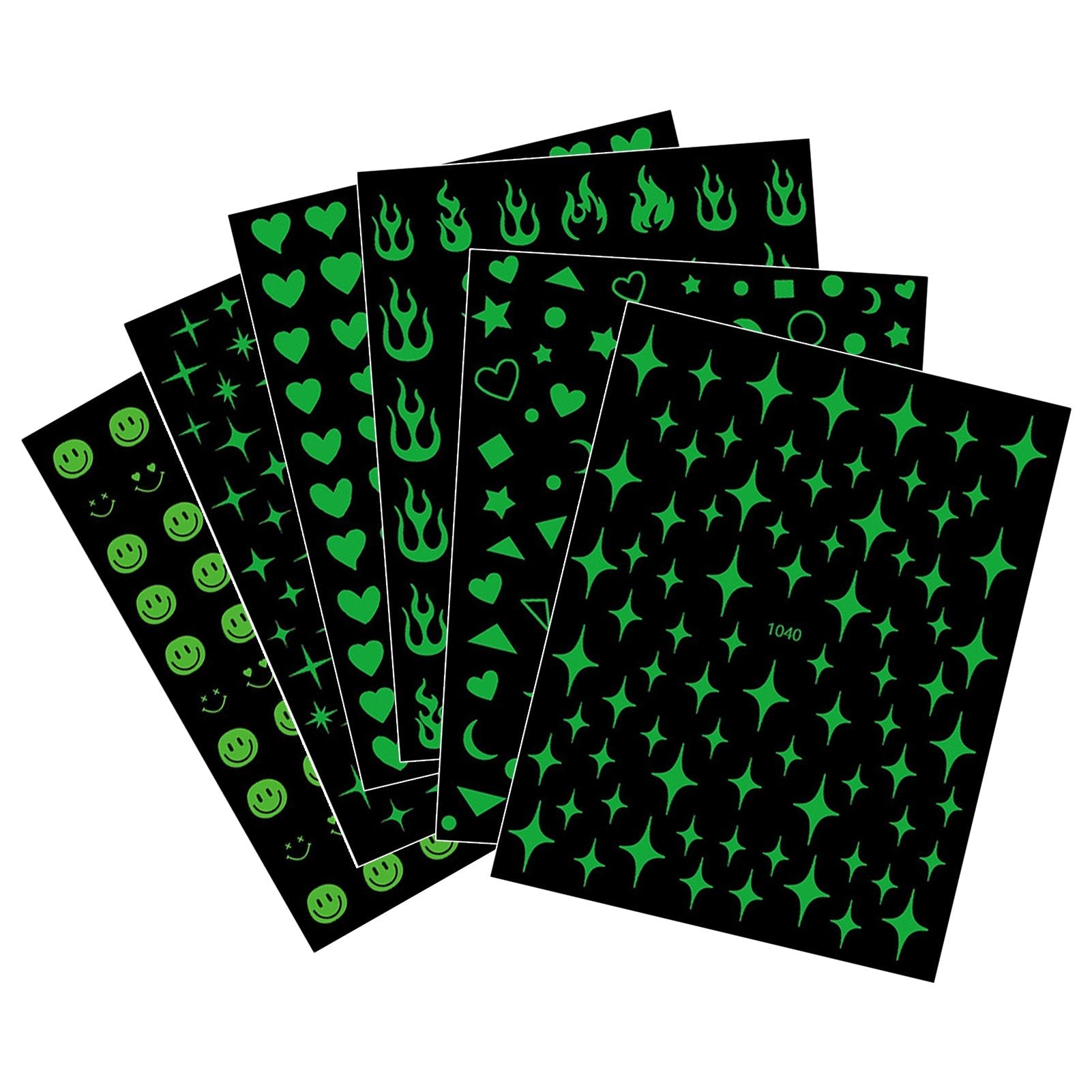 Nail Stickers - Glow in the Dark Star Heart