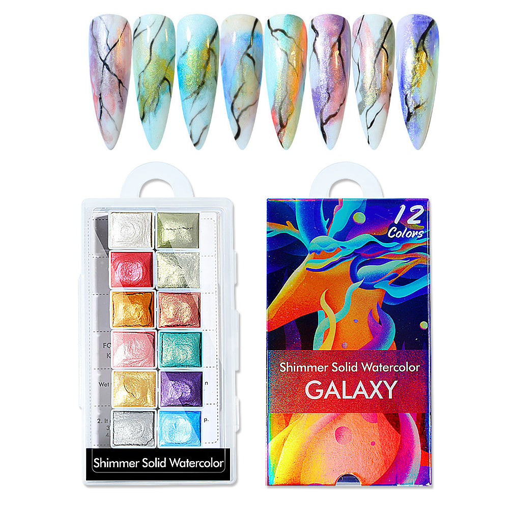 Solid Shimmering Nail Art Watercolor Palette