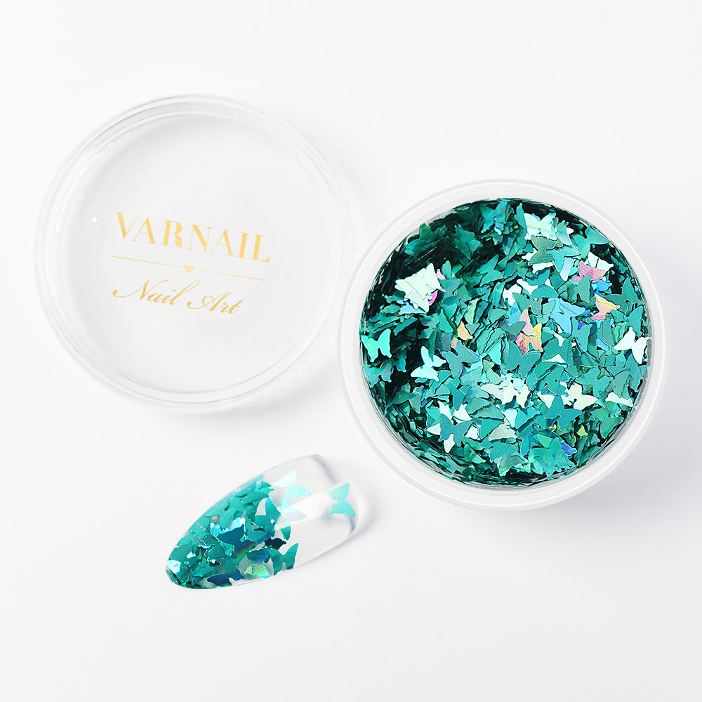 Nail Art Glitter - NG014 Holo Green Butterfly