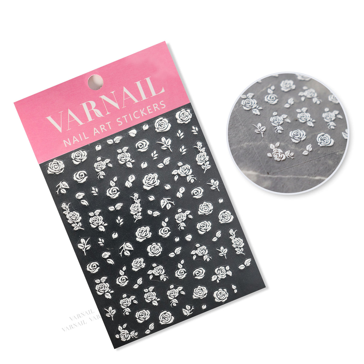 5D Nail Sticker - White Rose