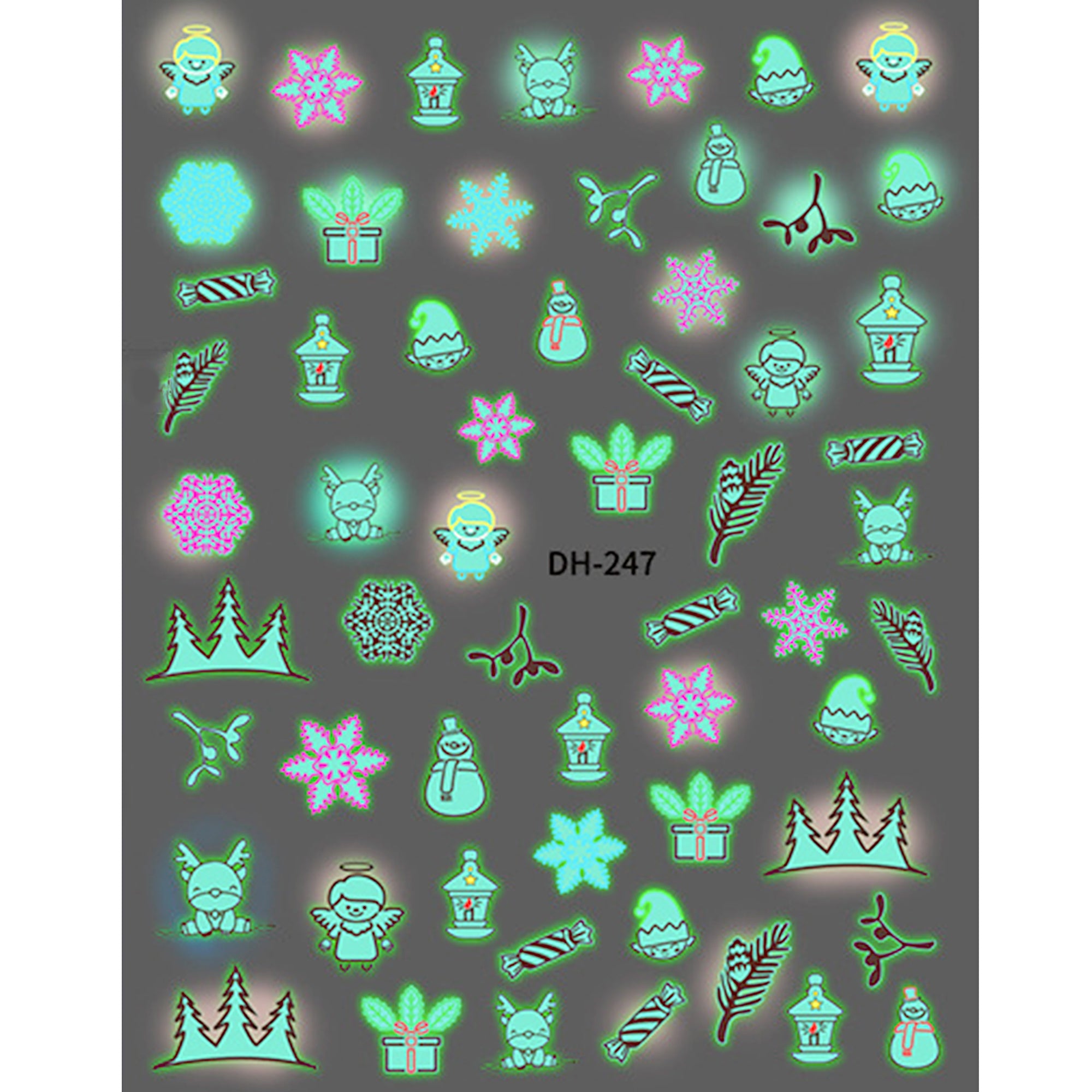 Nail Stickers - Glow in the Dark Christmas