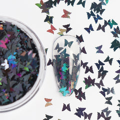 Nail Art Glitter - NG016 Holo Black Butterfly