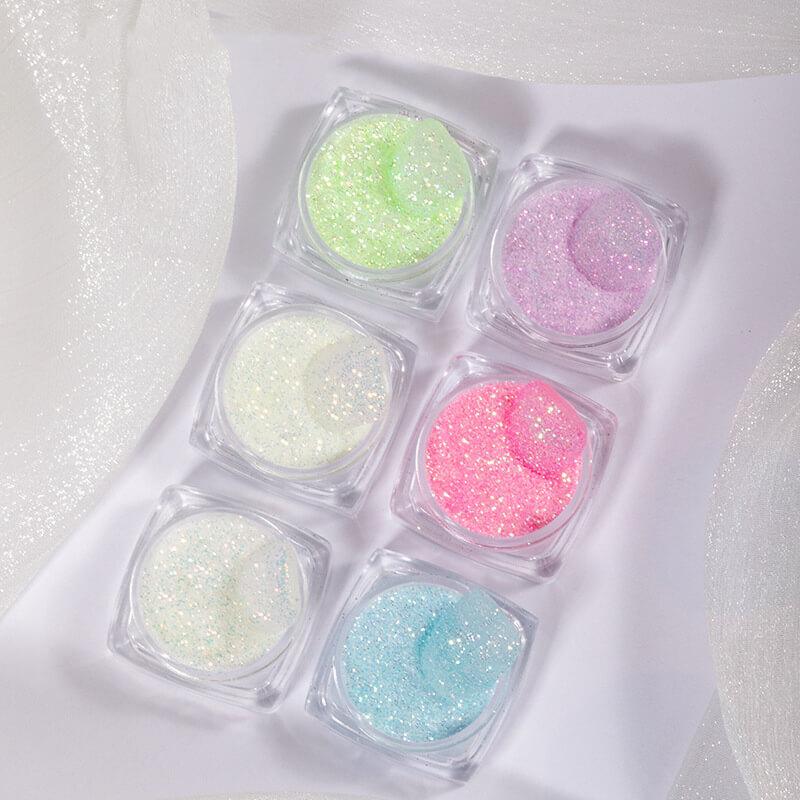 Glow In Dark Nail Glitter Powder 6 Colors/Set VN152316