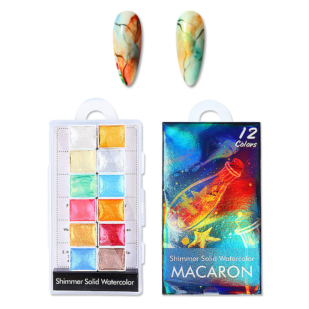 Solid Shimmering Nail Art Watercolor Palette