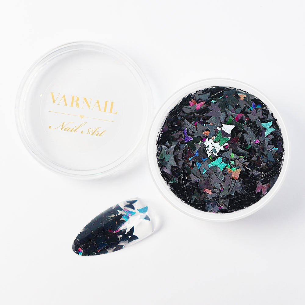 Nail Art Glitter - NG016 Holo Black Butterfly