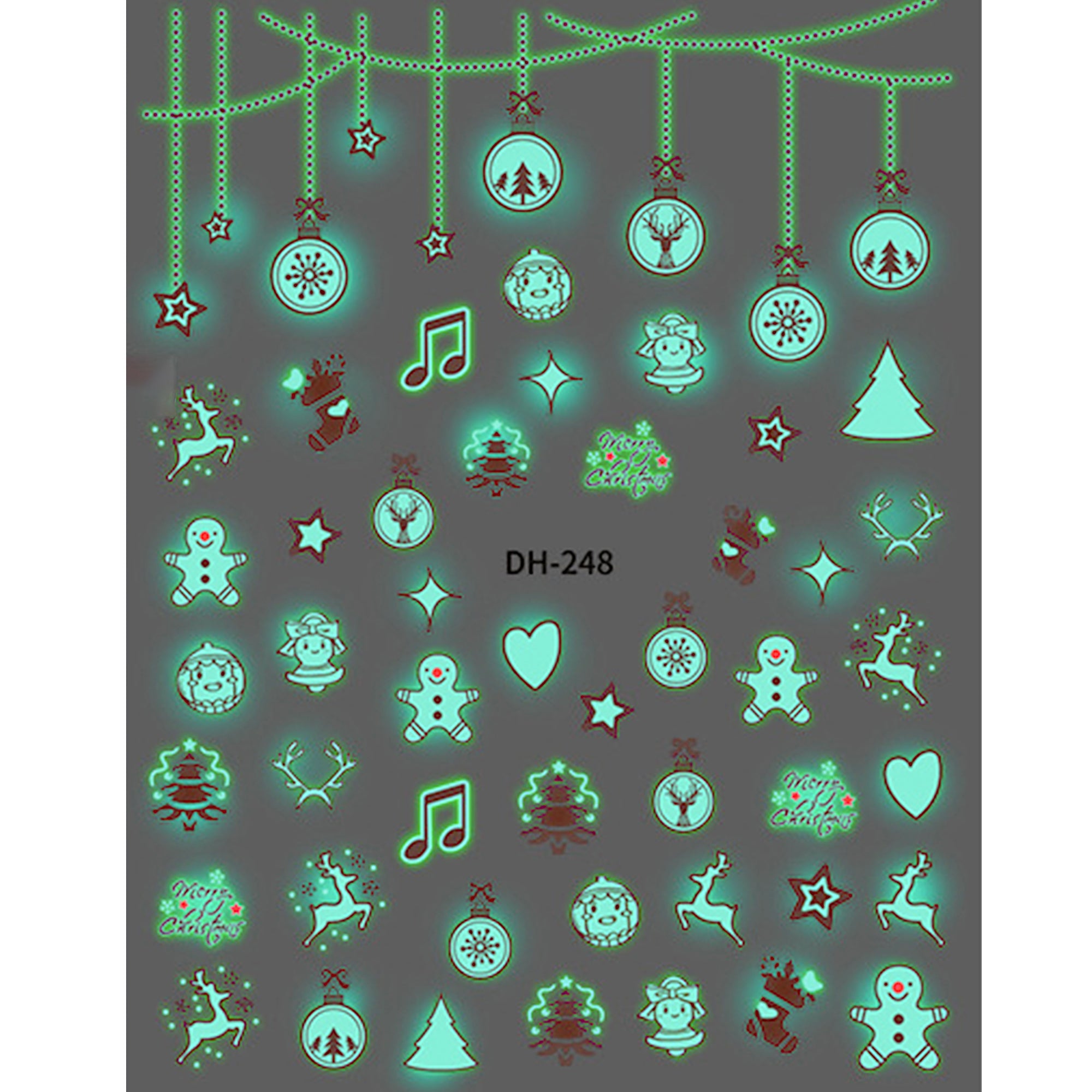 Nail Stickers - Glow in the Dark Christmas