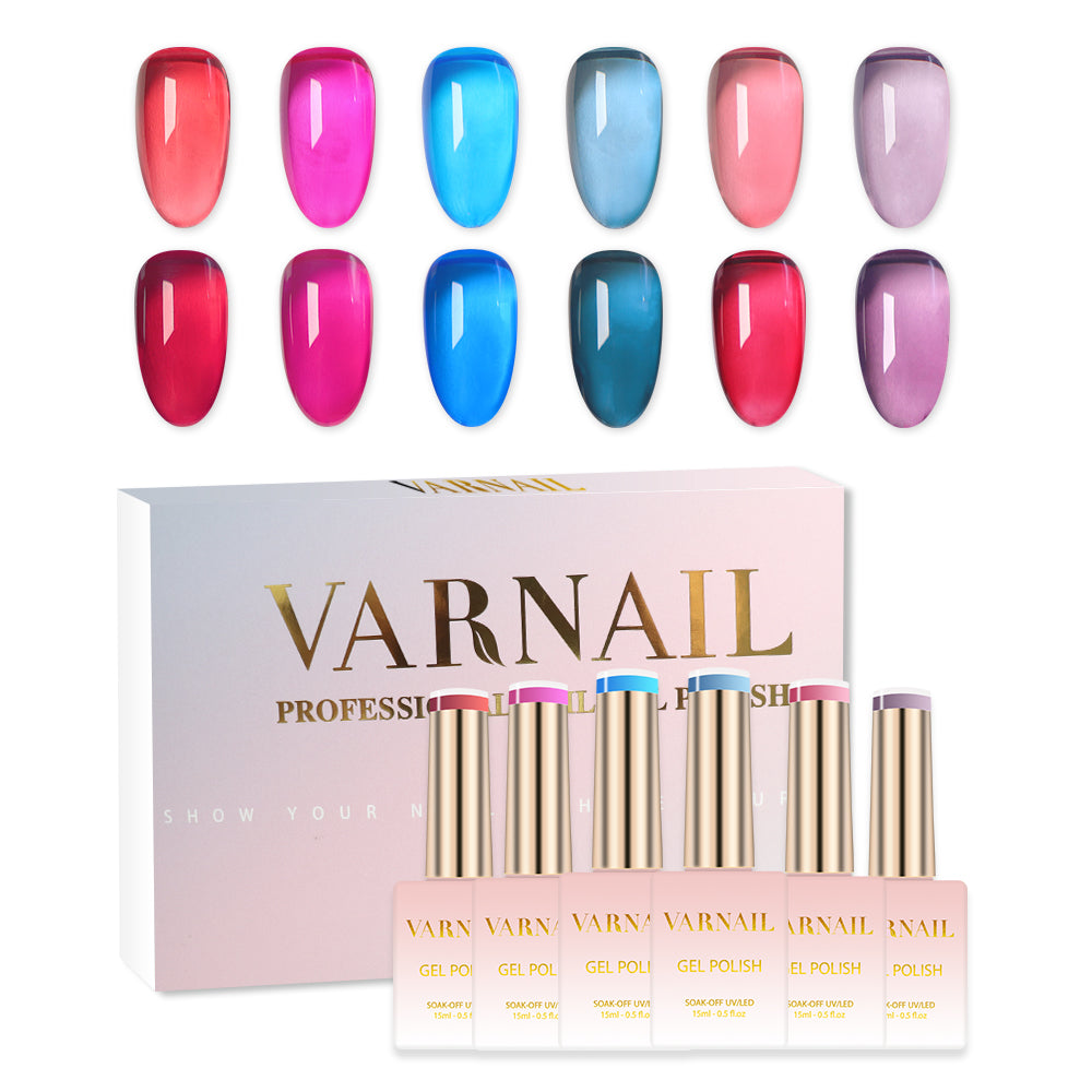 6 Colors Jelly Tint Gel Polish Set - S18 Cyberpunk