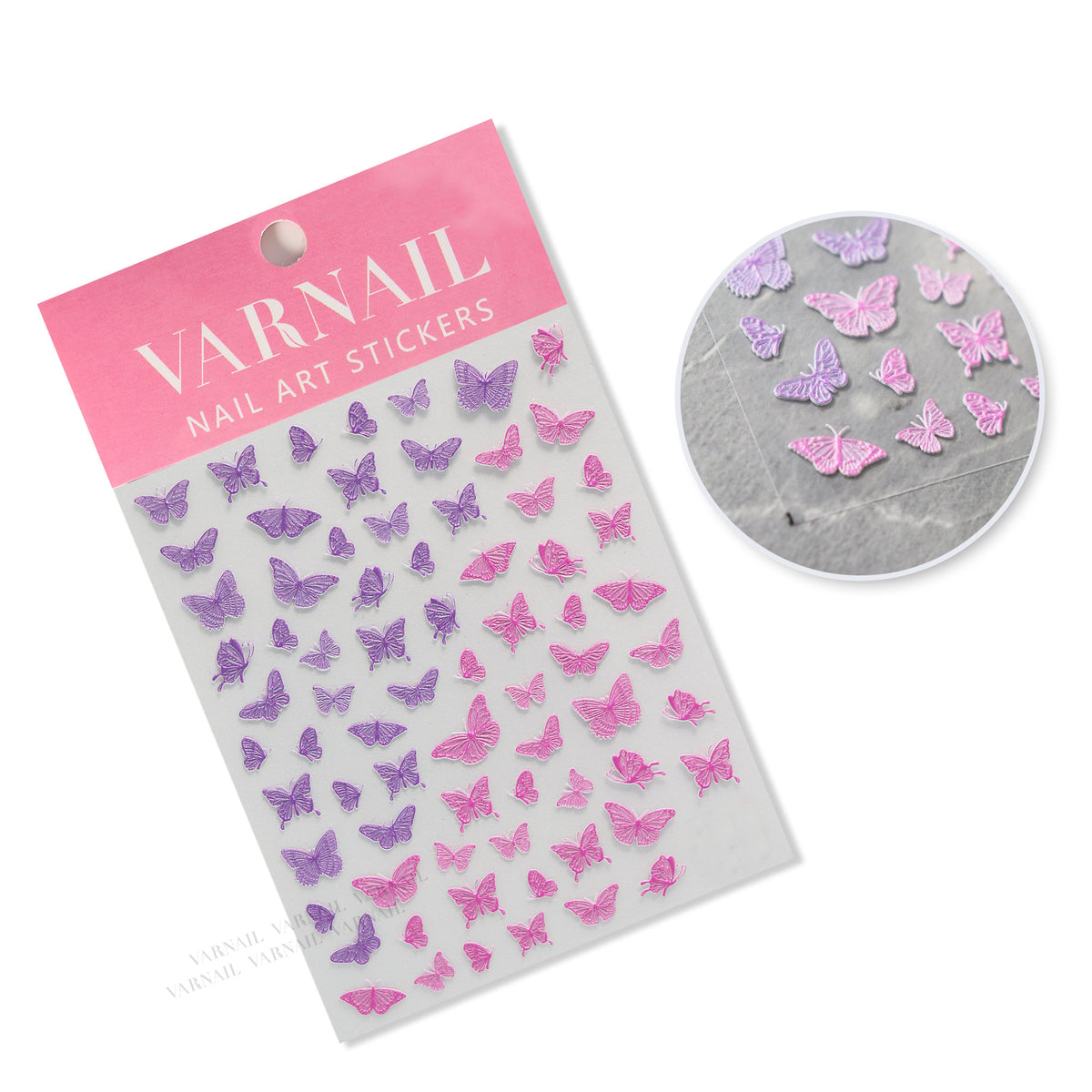 5D Nail Sticker - Pink Purple Butterfly