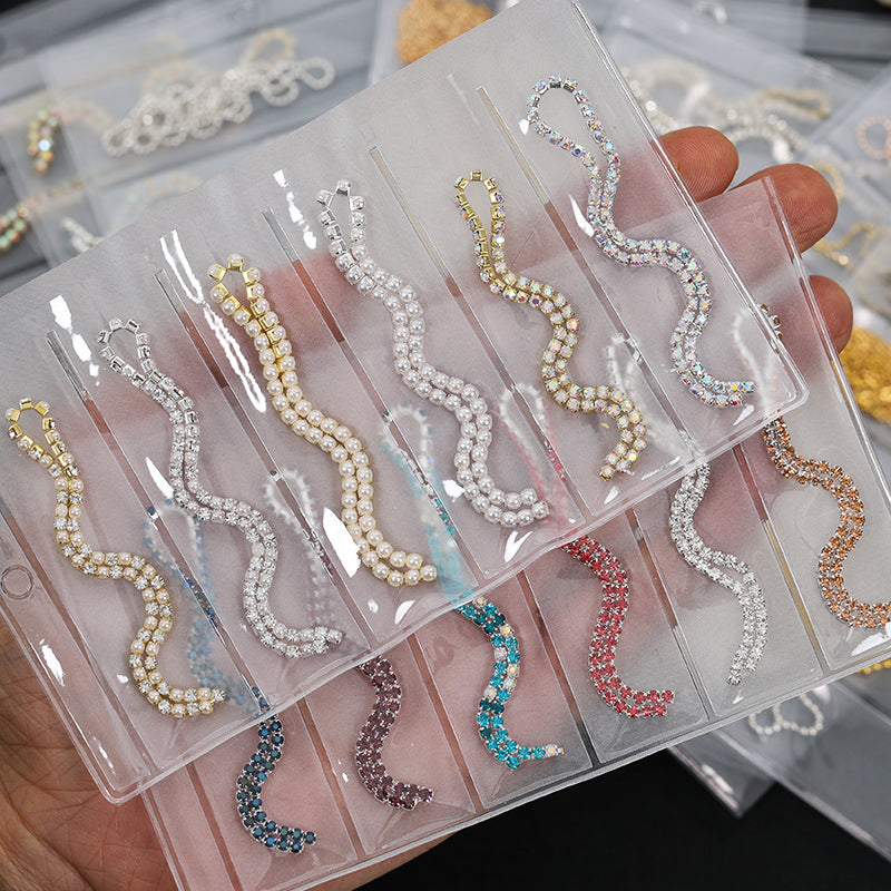 Sparkling Nail Chain Rhinestone Charms (6 Grids）VN1951