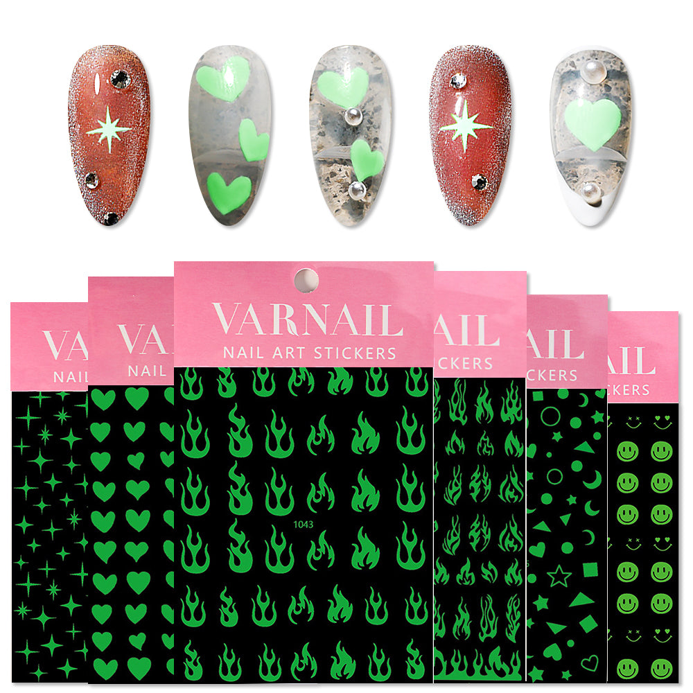 Nail Stickers - Glow in the Dark Star Heart