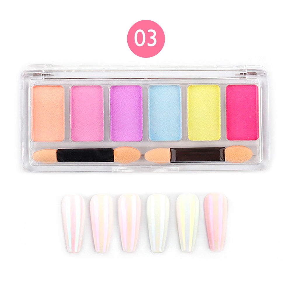 6 Colors Solid Nail Mirror Powder Palette VN1017