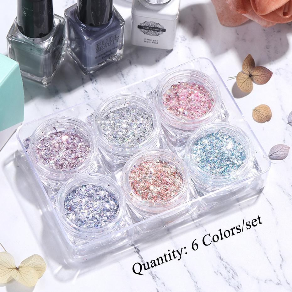 Shiny Nail Glitters Sequins 6 Colors/Set VN152117