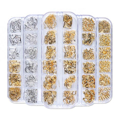 12 Grids Gold Silver Hollow Nail Art Decorations