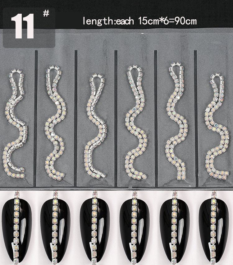 Sparkling Nail Chain Rhinestone Charms (6 Grids）VN1951