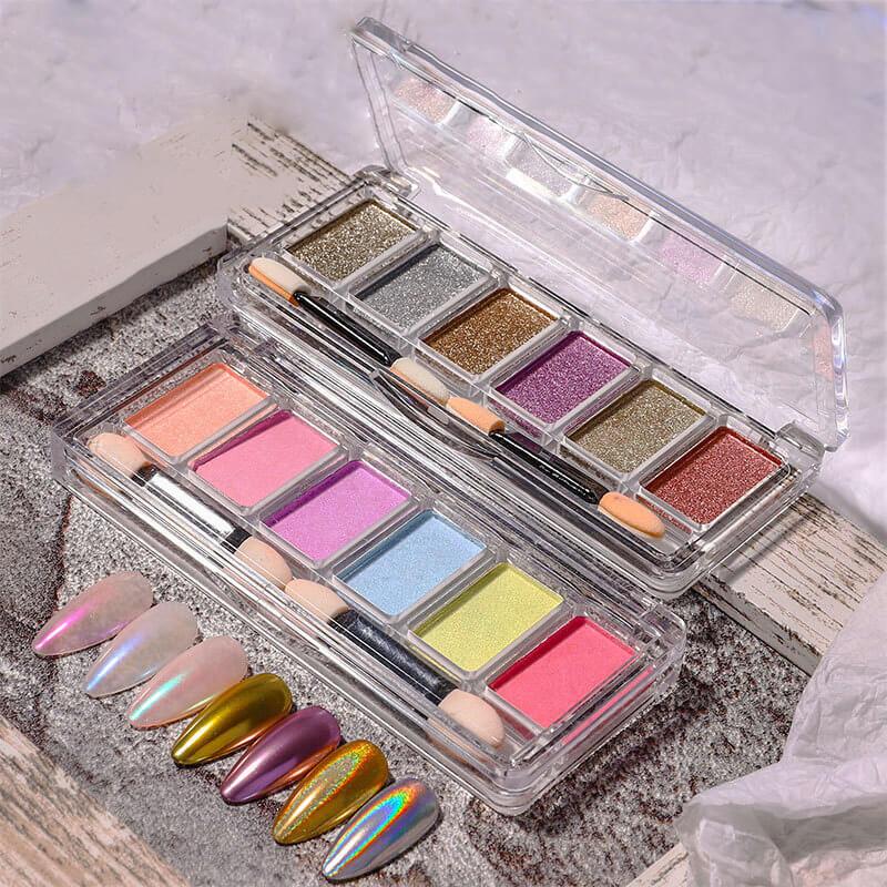 6 Colors Solid Nail Mirror Powder Palette VN1017