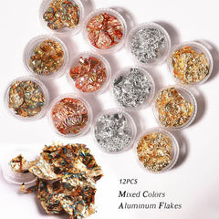 Mixed Colors Aluminum Flakes 12pcs/Set VN152342