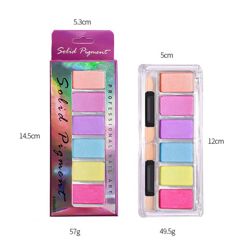6 Colors Solid Nail Mirror Powder Palette VN1017