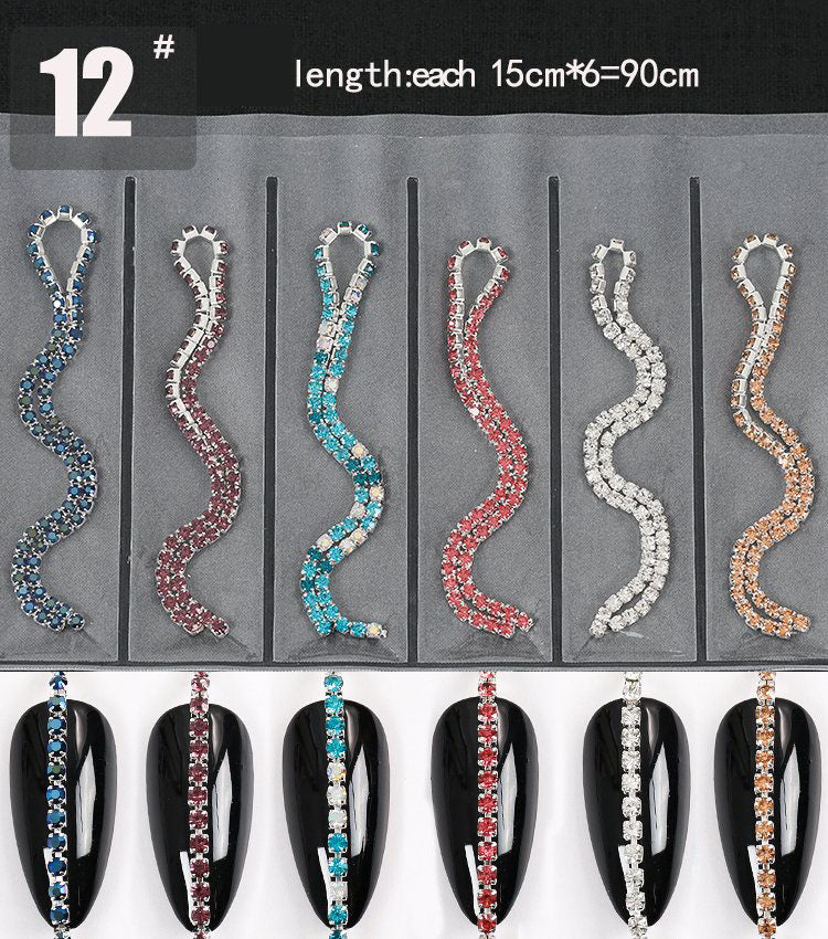 Sparkling Nail Chain Rhinestone Charms (6 Grids）VN1951