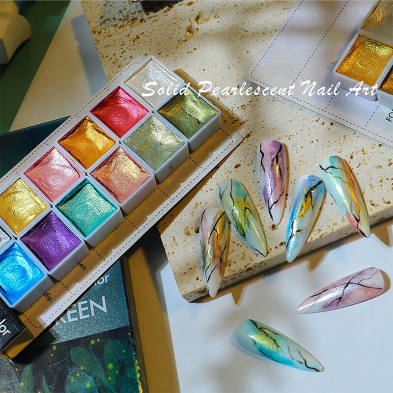 Metallic Watercolor Nail Art Palette - 08  Water color nails, Nail art,  Abstract nail art